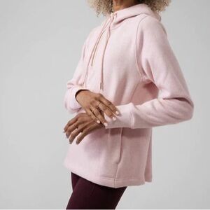 Athleta Good Karma 1/4 zip hoodie in orchard pink heather
